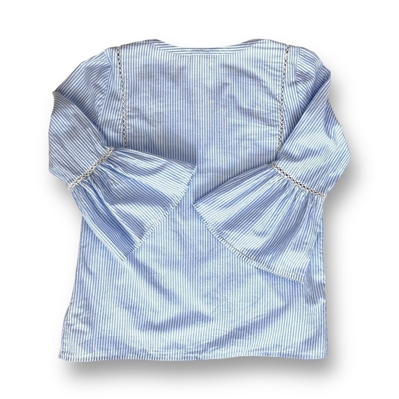 GAP Bell Sleeve Top Blue & White Striped w/Embroidered Appliqués Size XS (EUC) - Picture 8 of 11